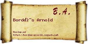 Bordás Arnold névjegykártya
